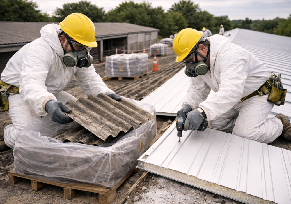 sustitución de uralita por panel sándwich