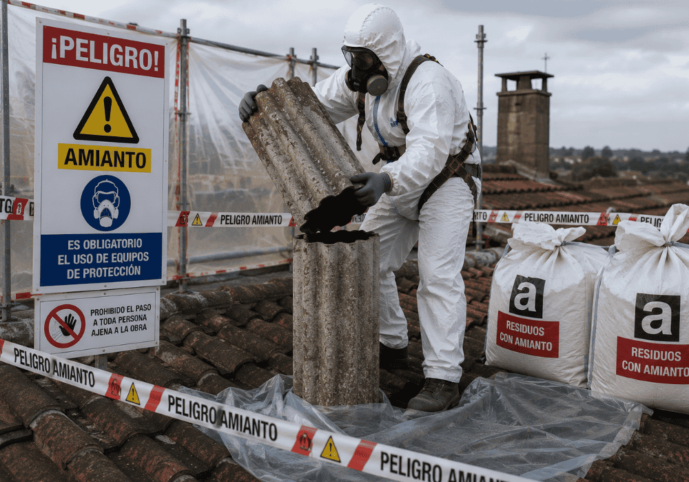 Retirada de chimeneas de uralita (1)