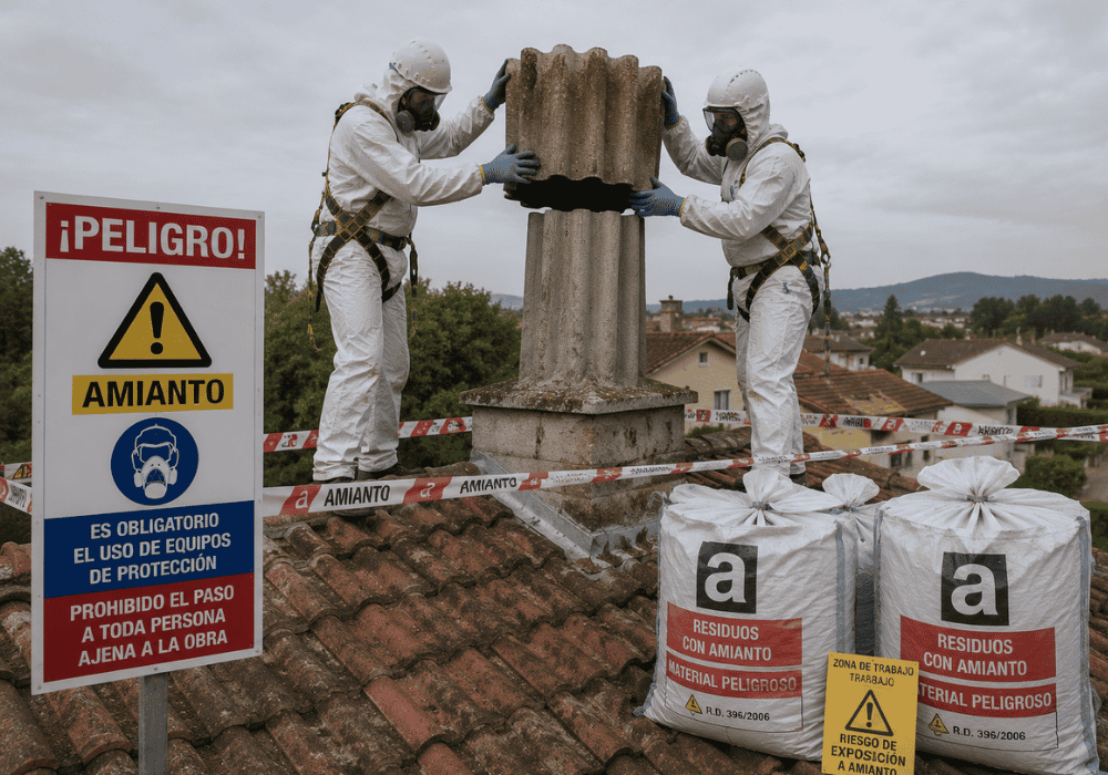 Retirada de chimeneas de uralita